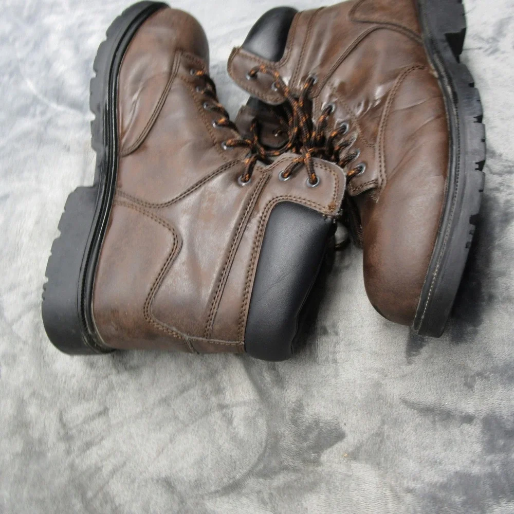 Brahma Work Boots Men 12 Brown Leather Steel Toe Oil Slip Resistant Lace Logger